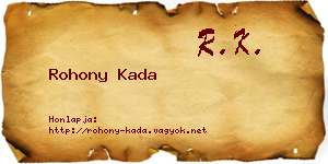 Rohony Kada névjegykártya